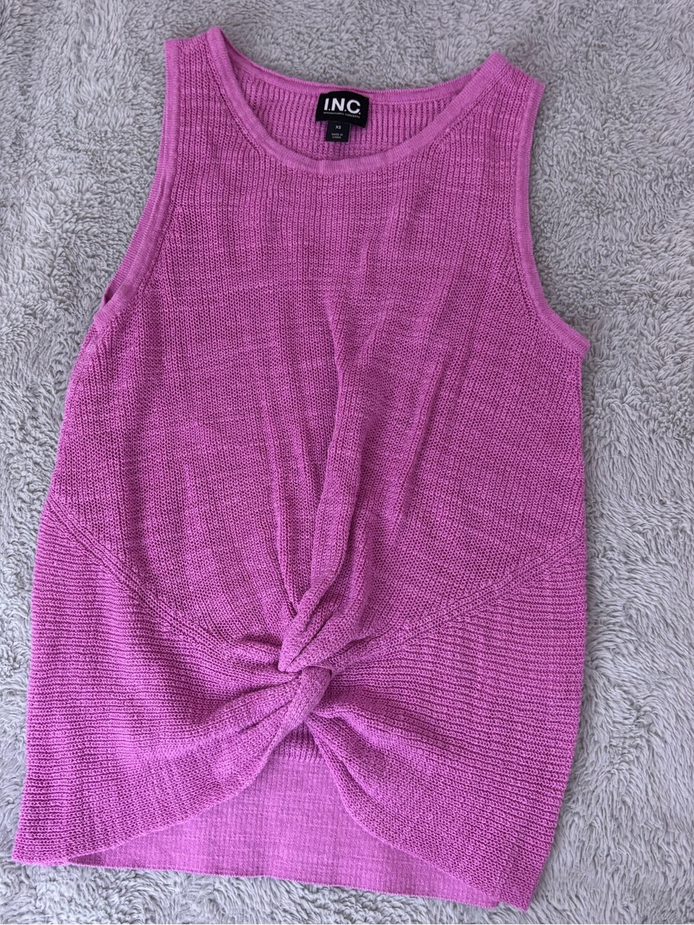 INC International Concepts Heathered Fuchsia Twist-Front Knit Tank